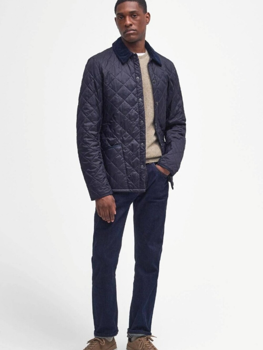 Barbour Men's Quilted Button-Down Navy Jacket Size M
